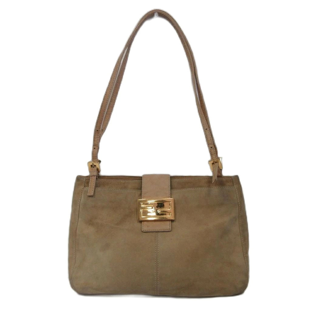 Fendi Mamma Bucket Shoulder Bag Suede Beige